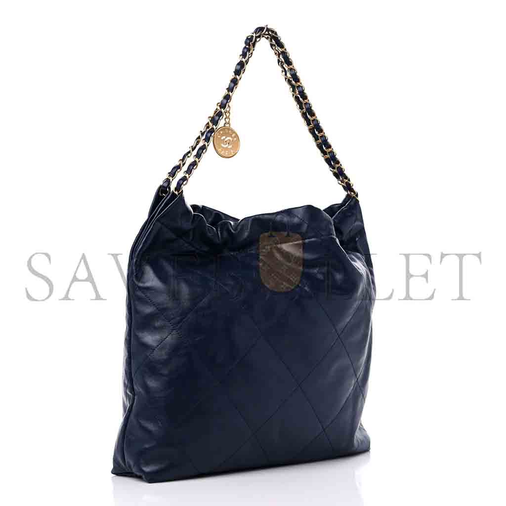 CHANEL MASTER SHINY CALFSKIN QUILTED CHANEL 22 NAVY BLUE (42*39*8cm) 